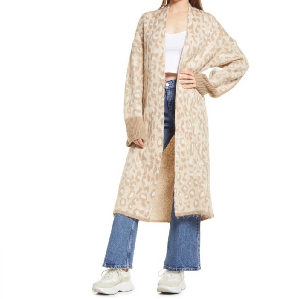 Topshop Brushed Animal Pattern Maxi Cardigan NWT, 14/XL EU46
